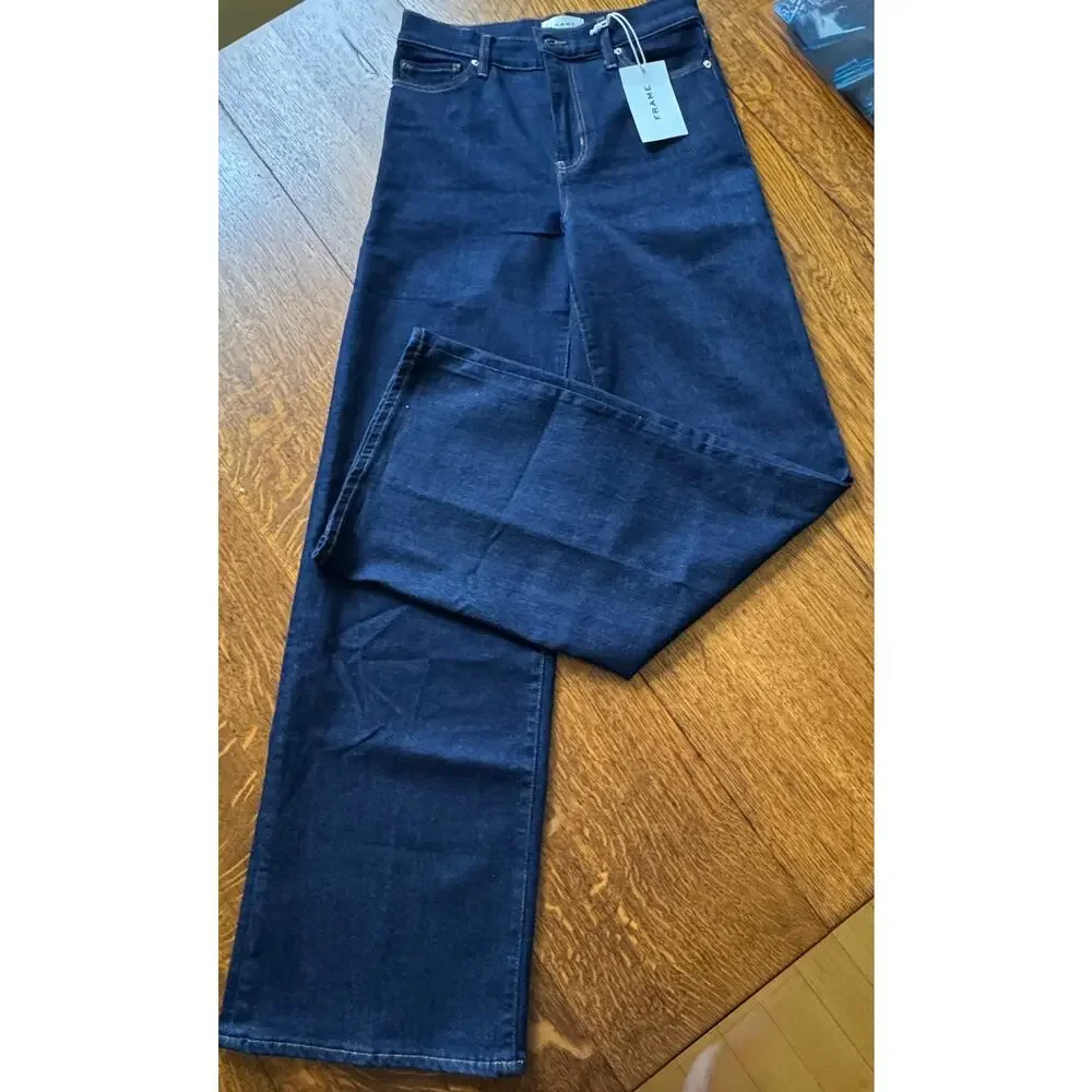 FRAME Le Slim Palazzo Jeans in RINSE Size L29 TALL - Picture 2 of 10